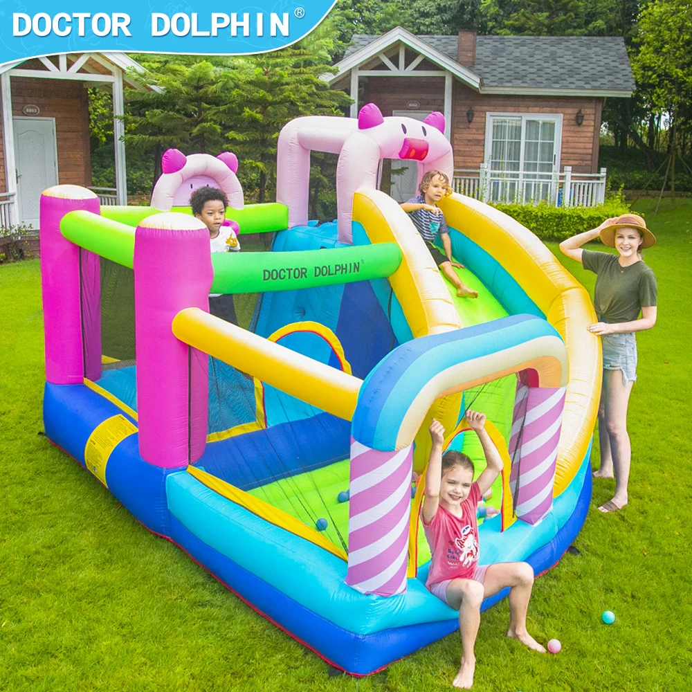 Doctor Dolphin красочный воздушный замок батуты детская площадка Спорт батут прыгающая горка розовый надувной
