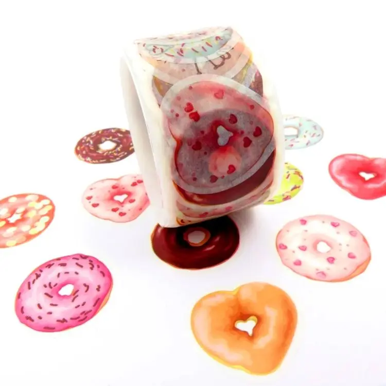 2022 Hot Custom Printed Cute Donut Overlap Tape Individual Stickers Japanese Overlap Washi Tape