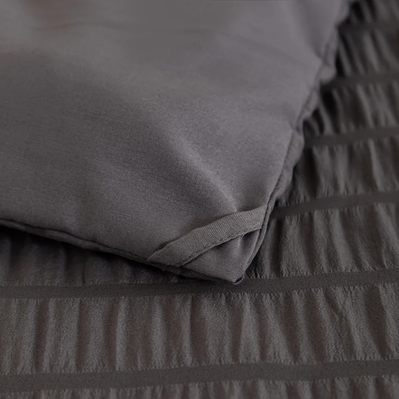 New Arrival Dark Gray Fluffy Comforter  3PCS  Winter King Thick Quilt Bed Cover Set