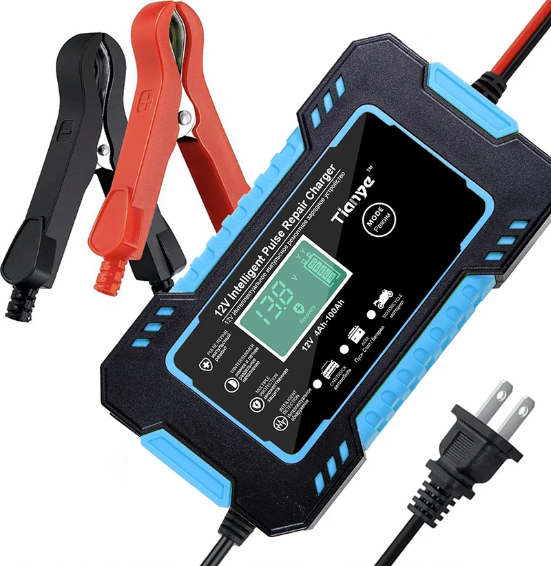 12V 6A для автомобилей и мотоциклов зарядное устройство дисплей цифровой интеллигентая (ый) полностью автоматический свинцово-кислотный аккумулятор UK US
