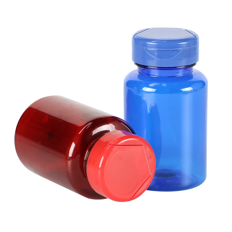 Plastic Vitamin Supplement Bottle Pet Capsule Tablet Pill Bottle Red Blue Orange Color 120ml Plastic Container