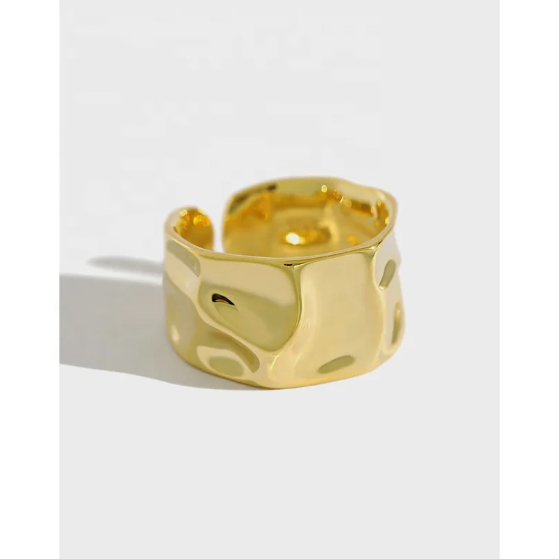 S925 стерлингового серебра с защитой от холодного ветра, нерегулярные выпуклых широкий уход за кожей лица для женщин, кольцо, кольцо из нержавеющей стали с покрытием из золота серебряное кольцо