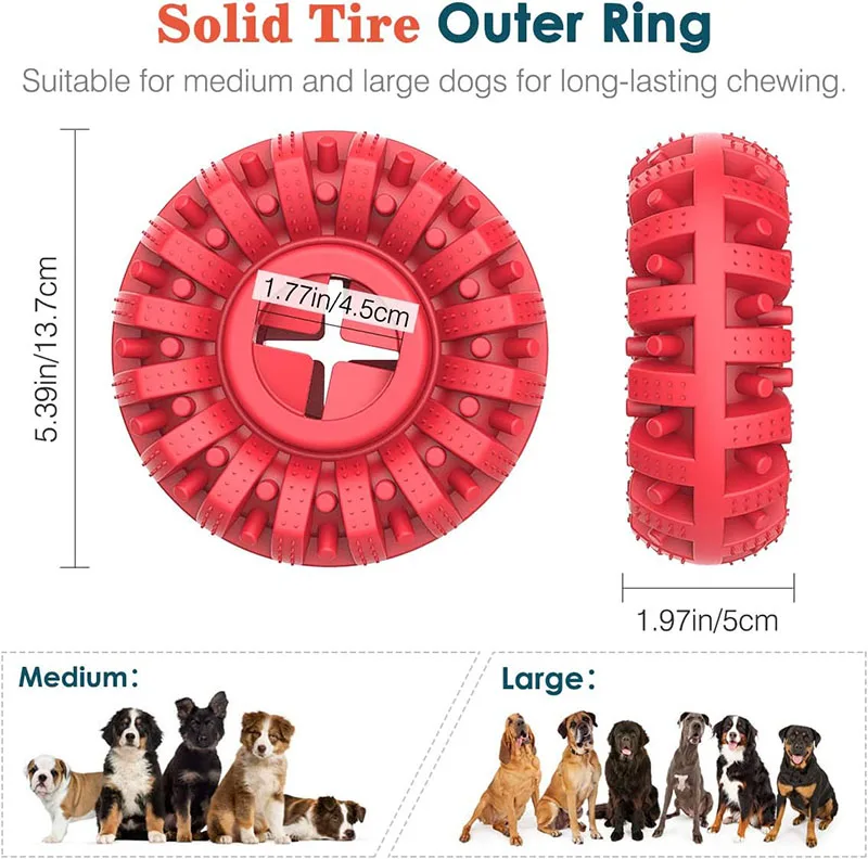Natural Rubber Indestructible Tyre Pet Dog Chew Toys Treat Dispenser Teeth Cleaning Dog Chew Food Toys for Aggressive Chewers