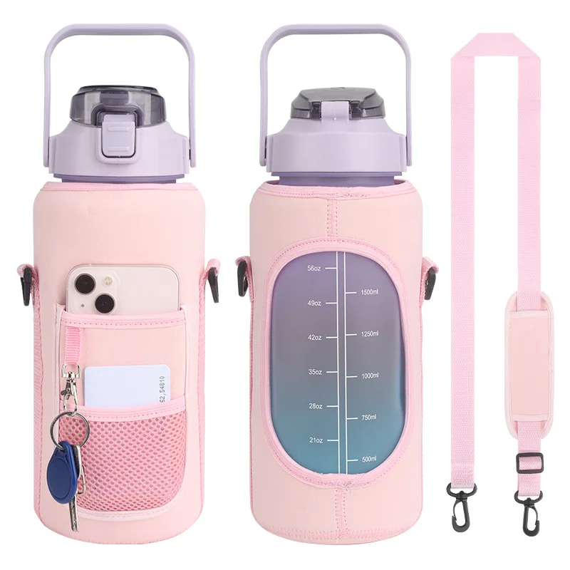 Travel outdoor crossbody bottle sleeves neoprene bottle holder Insulated water bottle holder with strap
