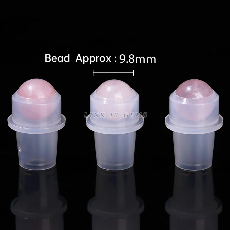 JD 5ml 10ml Thick Glass Roll On Essential Oil Bottle Accessories Natural Rock Quartz Amethyst Round Bead Roller Ball