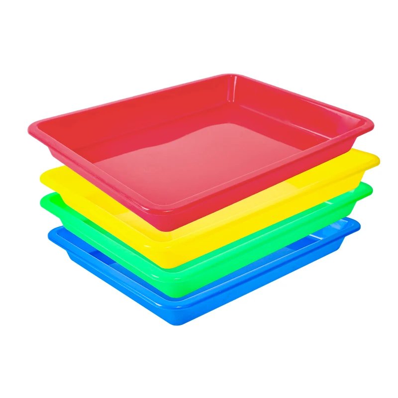 Kindergarten Colored Plastic Flat Plate Rectangle Deepening Tray Area Corner Toy Stationery Storage