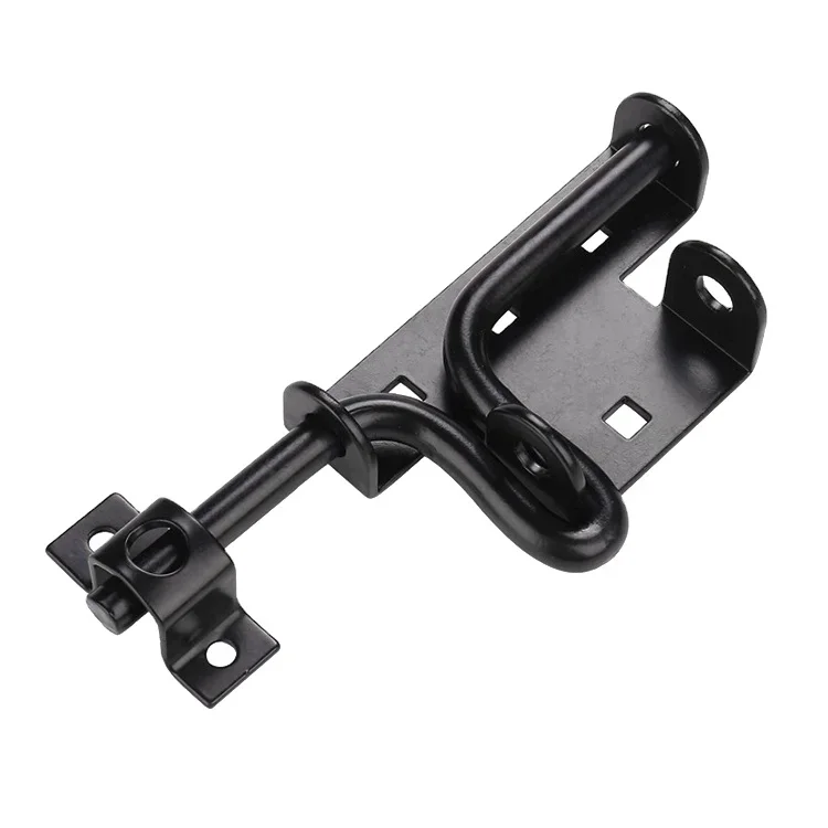 Solid Stainless Steel Black Finish Slide Bolt Latch Safety Door Gate Latches Lock with Padlock Hole Gate Hardware
