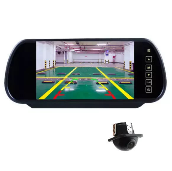 7 Inch Mirror Monitor 2 Channels Video Input Reversing Aid Mirror Monitoring System Car Van Truck