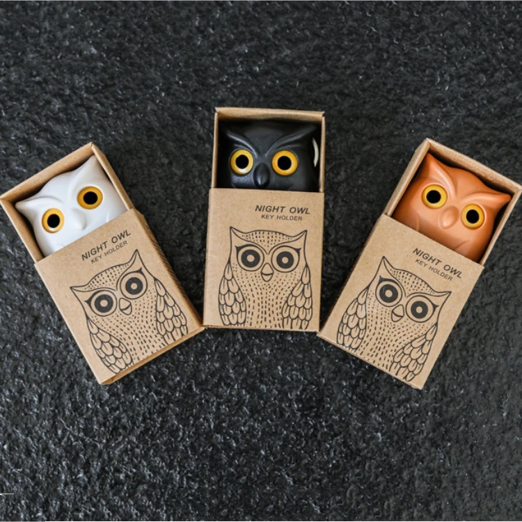 Owl Key Hook Auto Blinking Cute Wall Storage Rack No Punch Storage Hooks Kitchen Home Wall Decoration Hooks