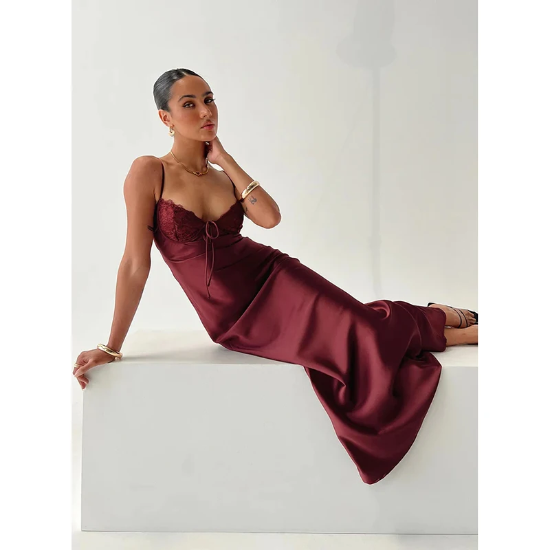 New arrivals Off the shoulder Strapless design sexy trend color Open Back wrapped chest casual Tiered skirt Maxi dress