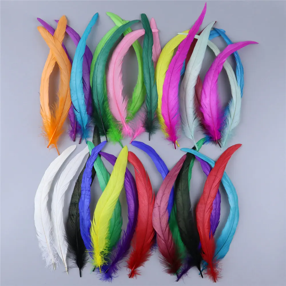 25-30cm Bleached and Dyed Rooster Tail Feathers for Carnival Party Festival Costumes Decoration Sewing Crafts Plumage