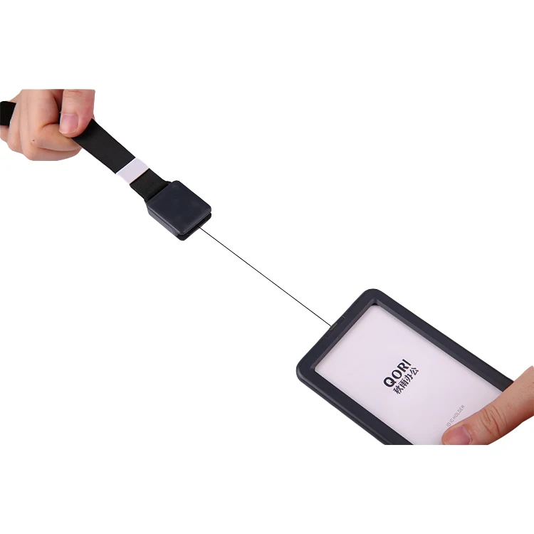 QORI Custom plastic playing card holder lanyard Plastic employee id card holder