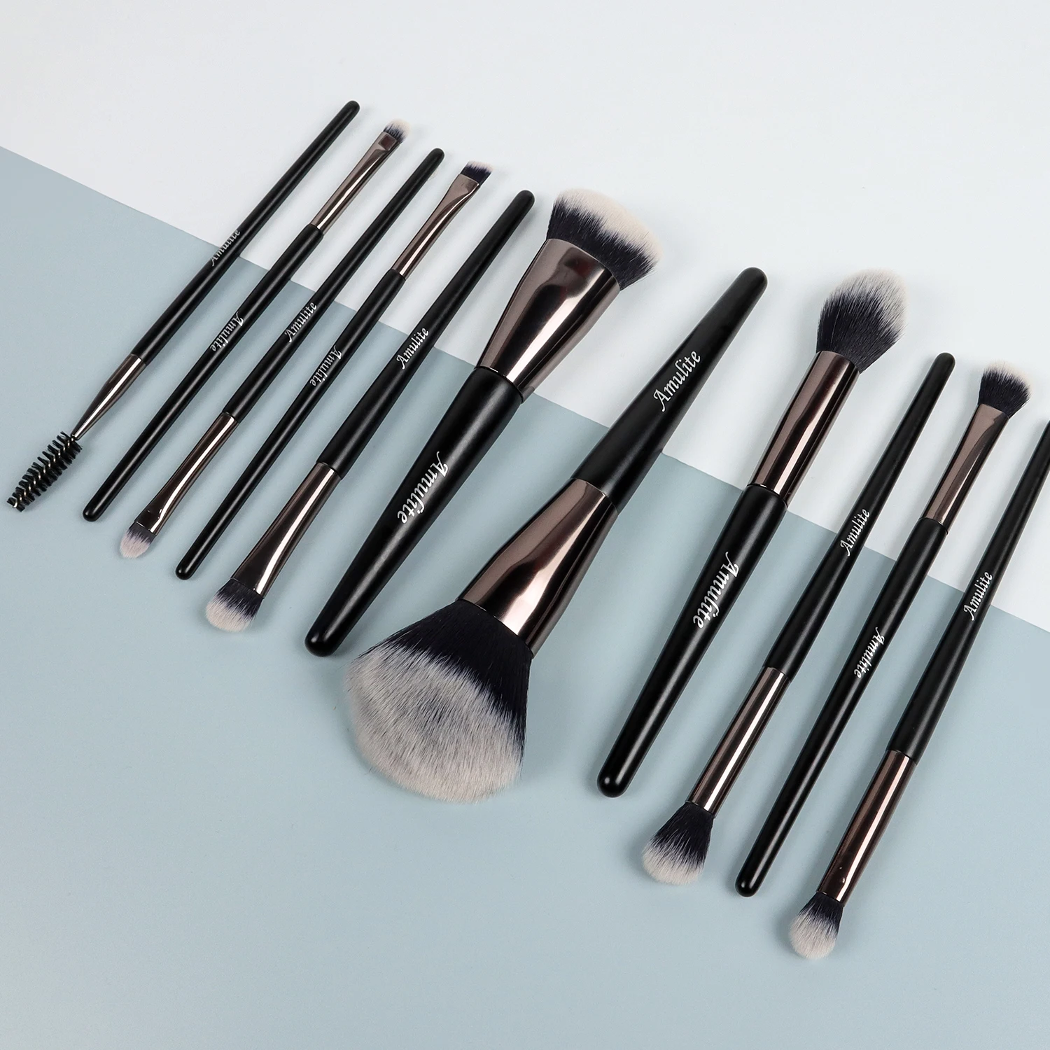 AMULITE cheap professional vegan buy wooden handle face kit tool custom logo 2022 new brushes bag tube makeup brush set cosmetic