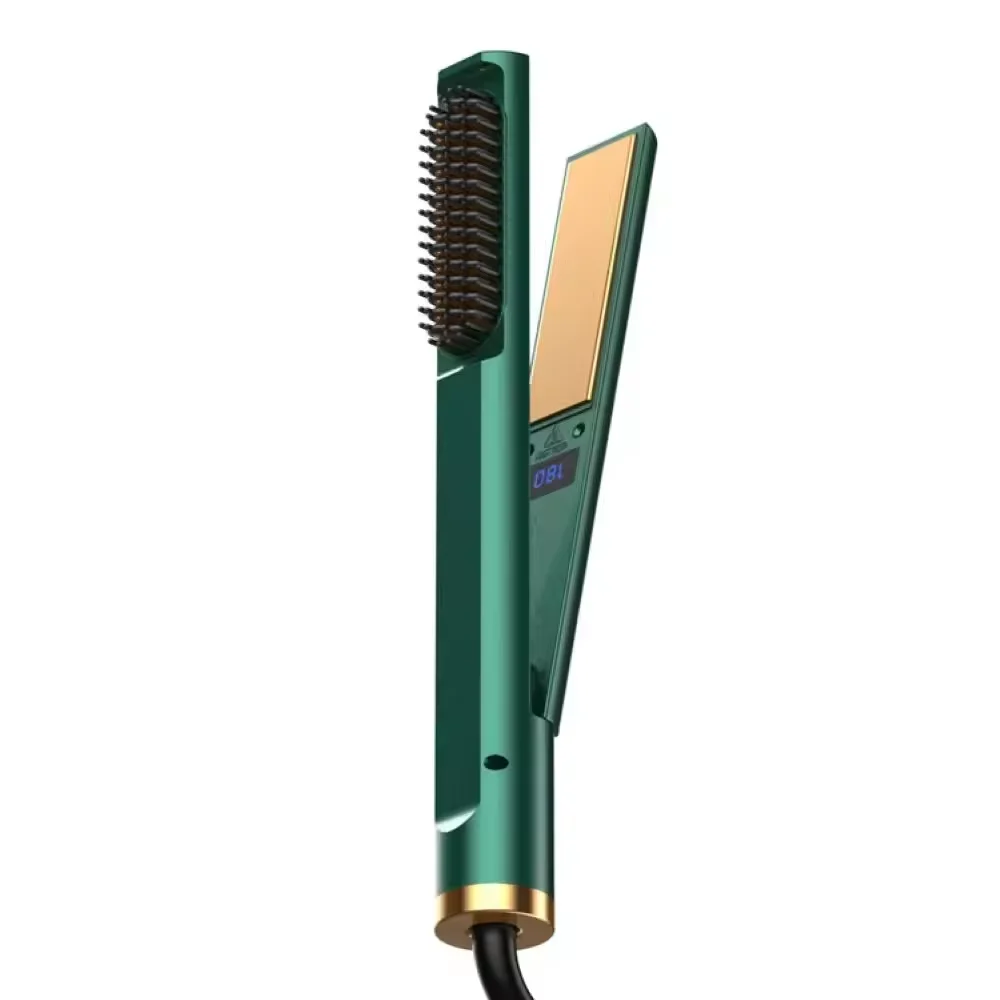 450F Planchas 3 in 1 Portable Gold Ceramic Hair Curler Professional Mini Flat Iron Hair Straightener Brush LCD Digital Display