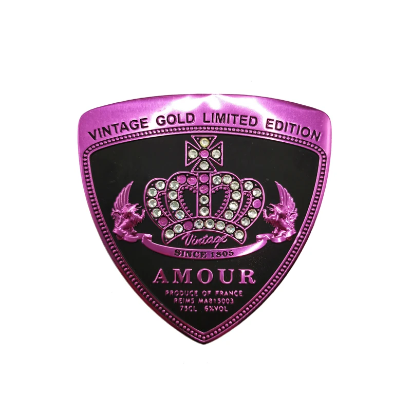 Custom Shape Adhesive Label Printing Red Wine Glass Bottle Sticker Label