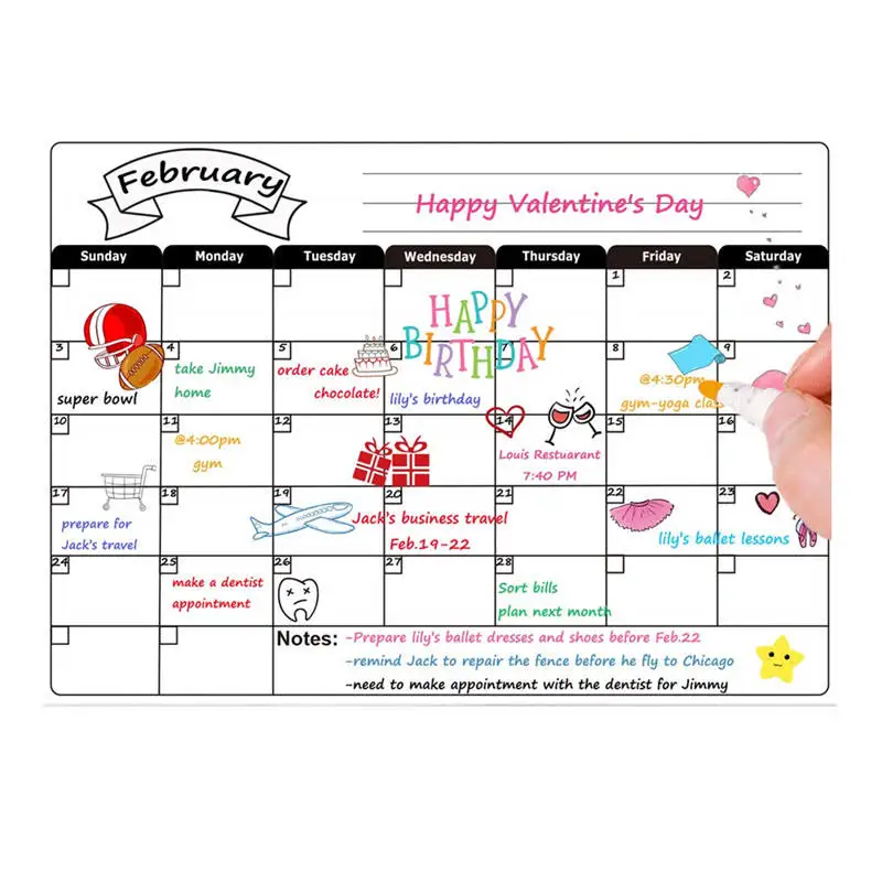 Recording Schedule Whiteboard Monthly Planner Magnet Custom Magnetic Dry Erase Calendar For Fridge