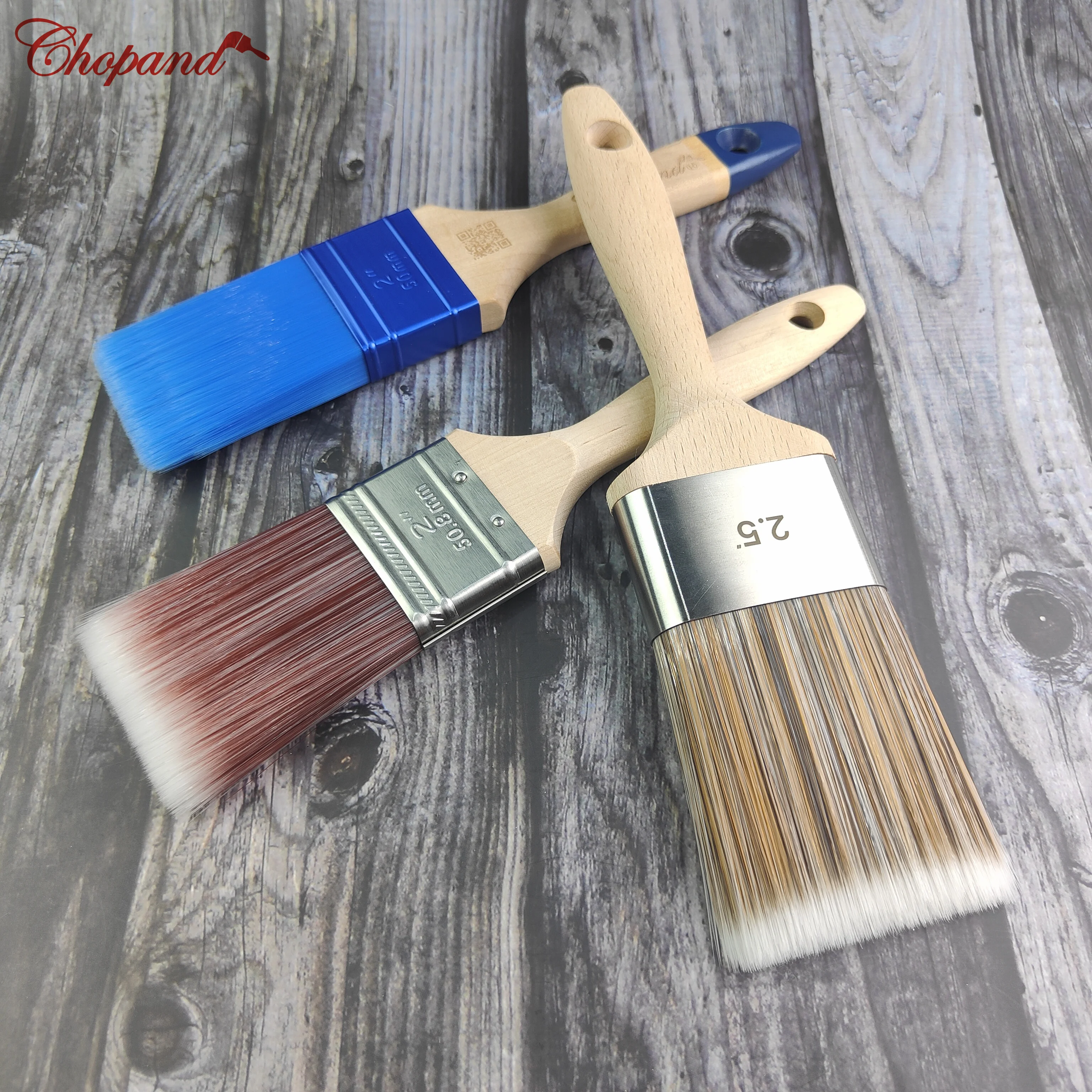 Quick delivery high quality angled paint brush red wooden handle bristle paint brush