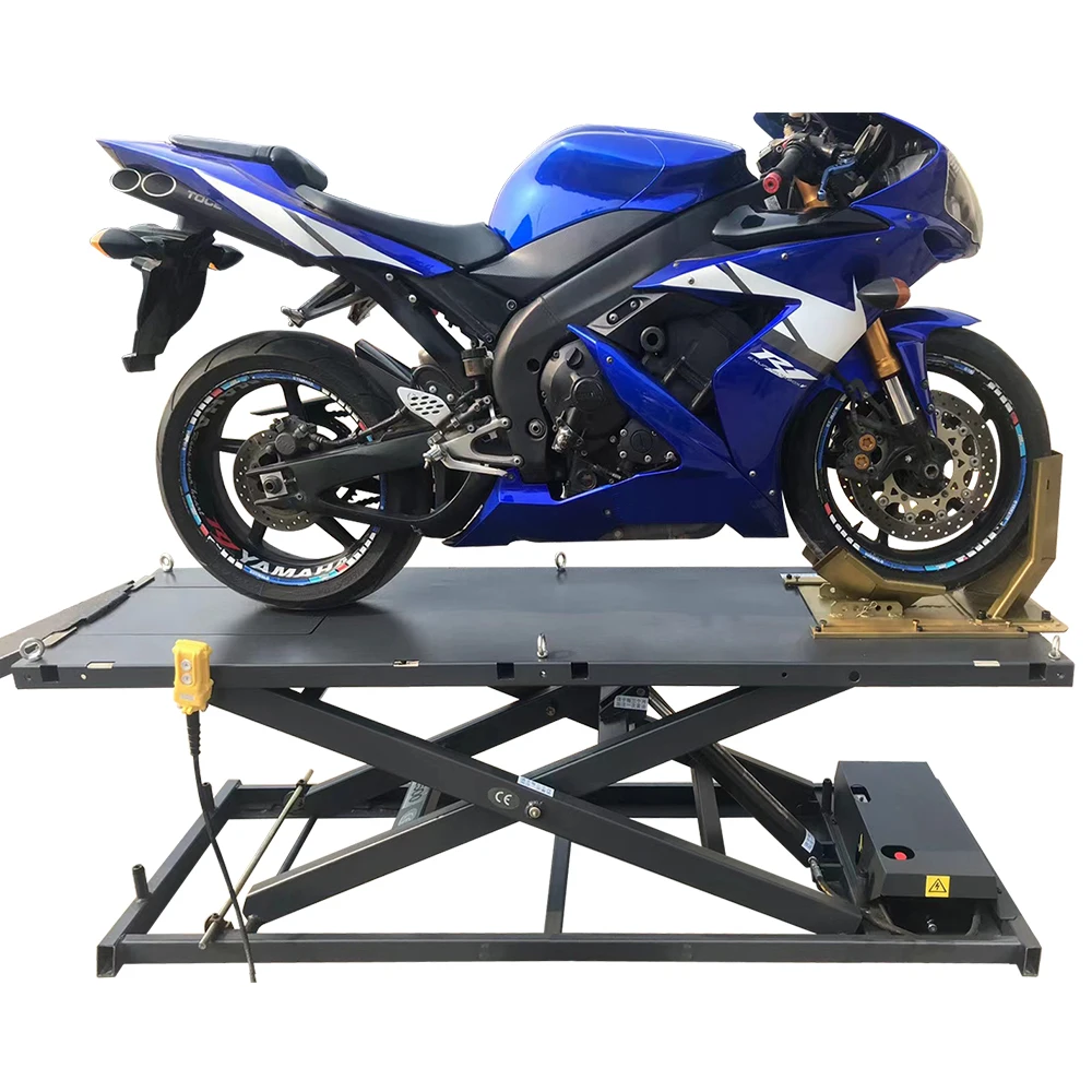 AUTENF 500 kg portable motorbike scissor lift table 1120 lbs electrical motorcycle car lifter for workshop repairing use with ce