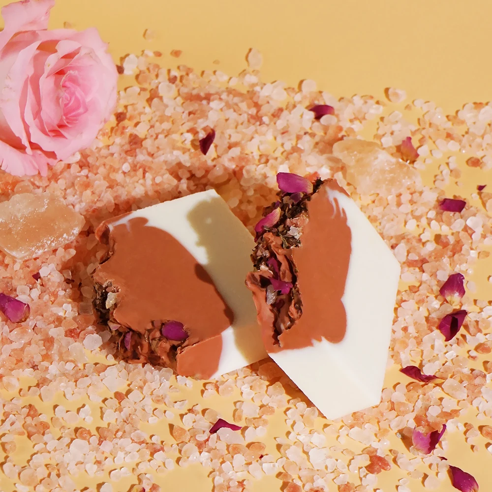 Wholesale Custom Bath Skin Brighten Exfoliating Natural Organic Himalayan Salt Handmade Soap