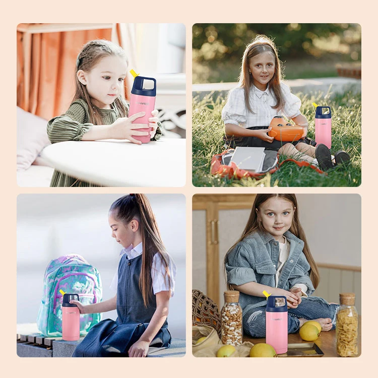 Everich ODM 12OZ Food Grade Stainless Steel Water Bottle With Side Hidden Straw