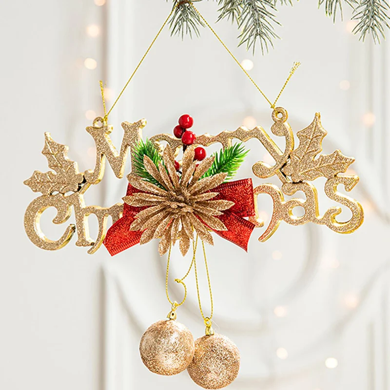 Wholesale Christmas DIY Golden Plastic Pendants Decorations For Home Angel Snowflake Ball Elk Tree Ornaments