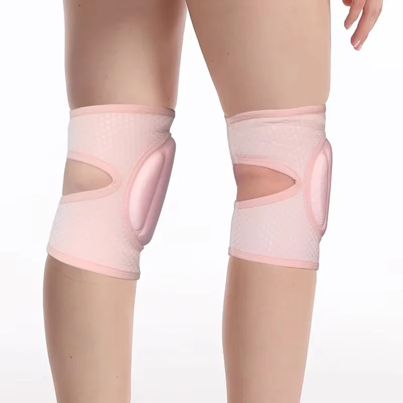 Thick Sponge Non-slip Beige/Black Pole Dance  Grip Sticky Silicone Knee Pads Compression Opening Design Dancing Sponge Knee Pads