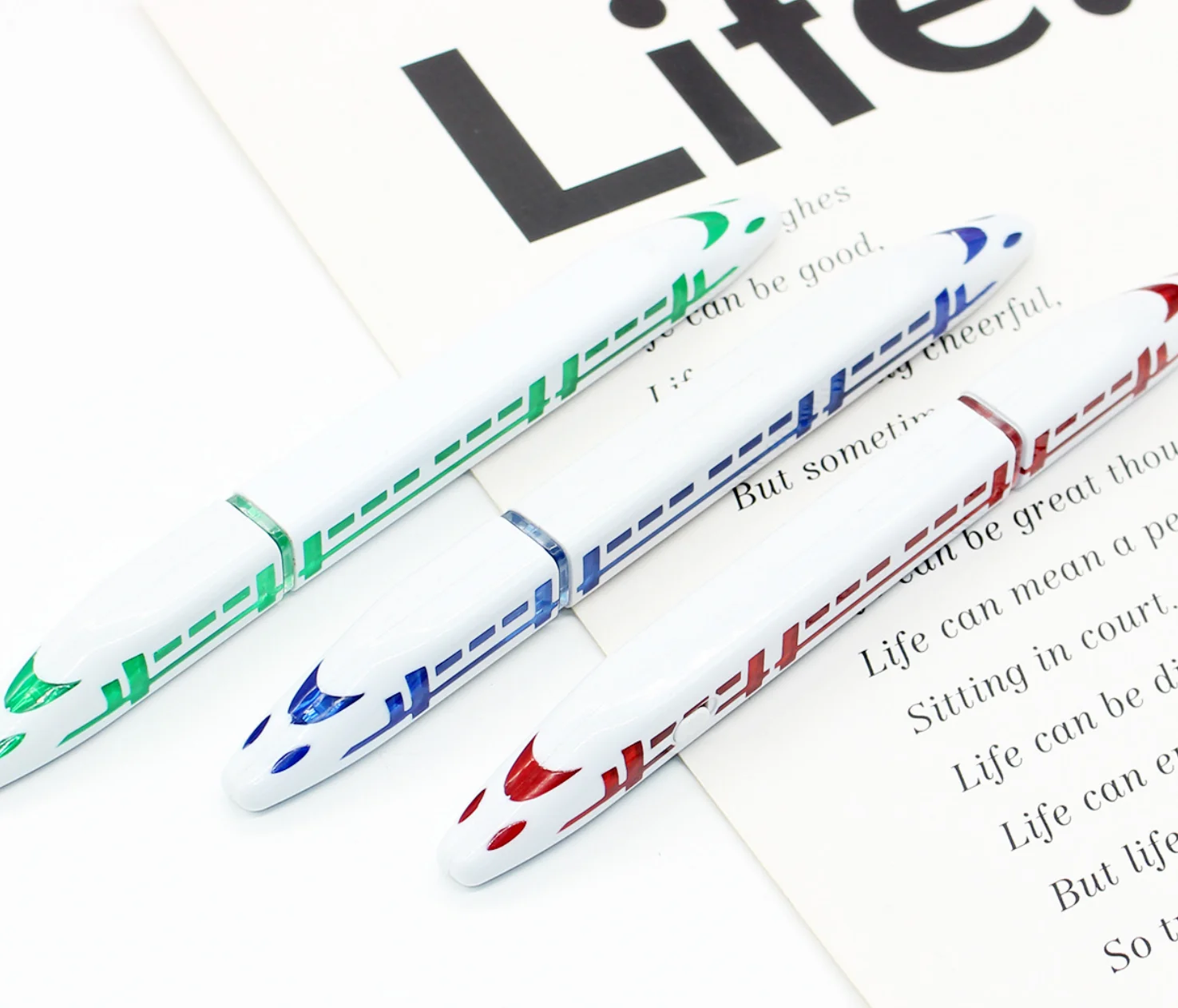 Fancy plastic ball pen, CRH train shape pen with led light, different color led light pen