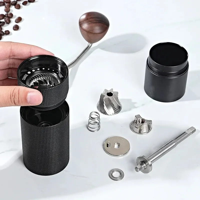 Portable Steel Burr Manual Coffee Grinder Hand Coffee Bean Grinder Aluminum Alloy Adjustment Coffee Grinder