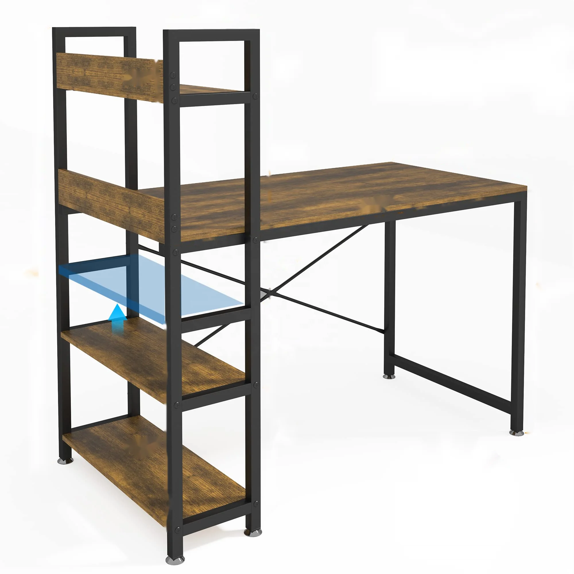 Living room corner writing PC wooden computer study table desk furniture with drawer for laptop and printer with organizer