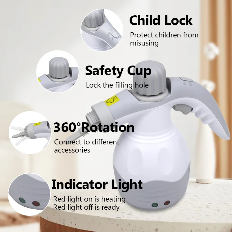 2024 Hot Sale Hard Surface High Pressure Steam Cleaner Multi-Surface Tools Included to Remove Dirt For Tile Carpet Floor And