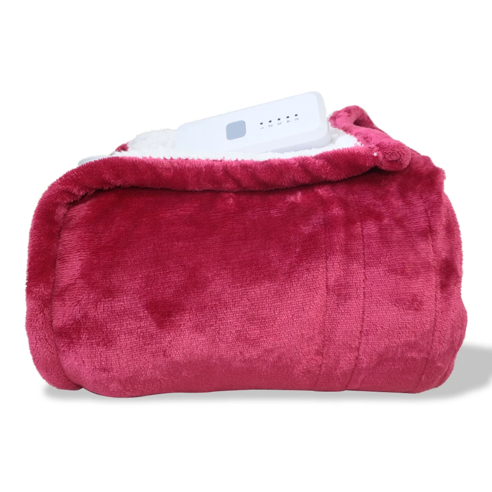 Manufacturer 5 Heat Settings Temperature Heating Bed warmer twin Size Red Color Soft Flannel Electric Heated Blanket