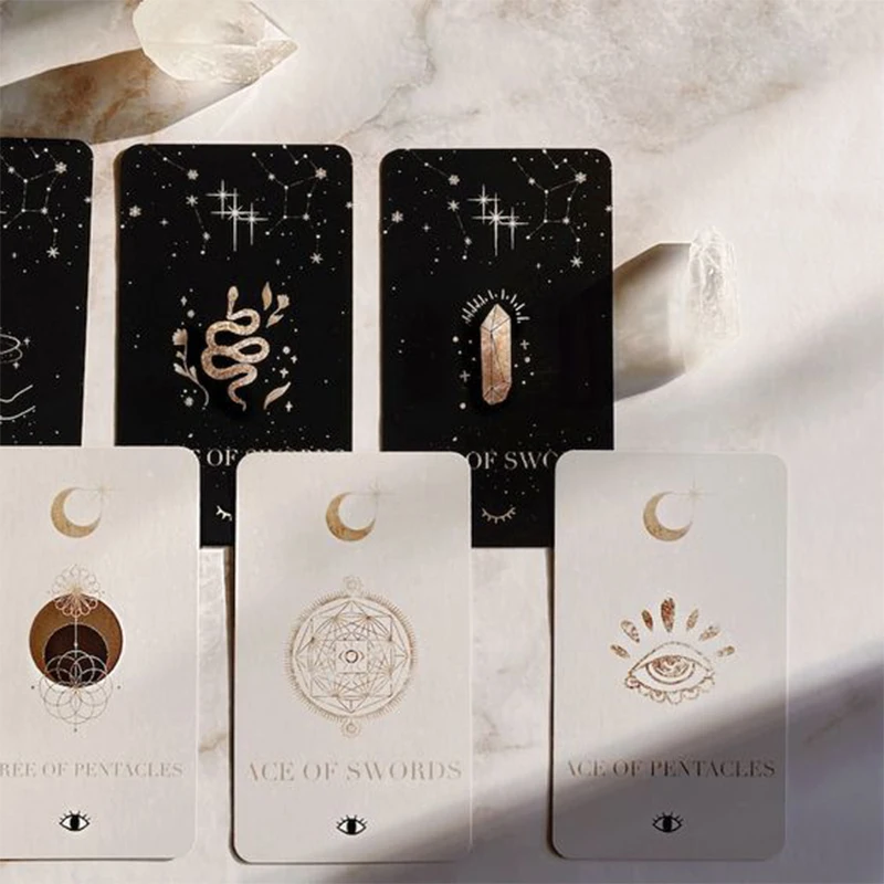 Печатные золотые позолоченные края Tarot En Espanol, карты с принтом «Оракул», позитивная надпись, палуба Таро на заказ с руководством