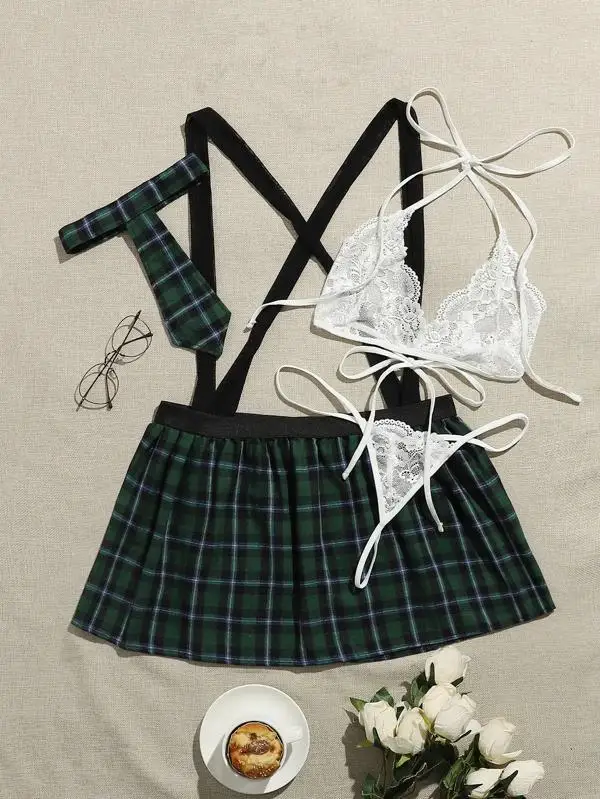 ZZYUP adult party sexy student cosplay sexy lingerie wool-blend plaid skirt Sexy Underwear Woman