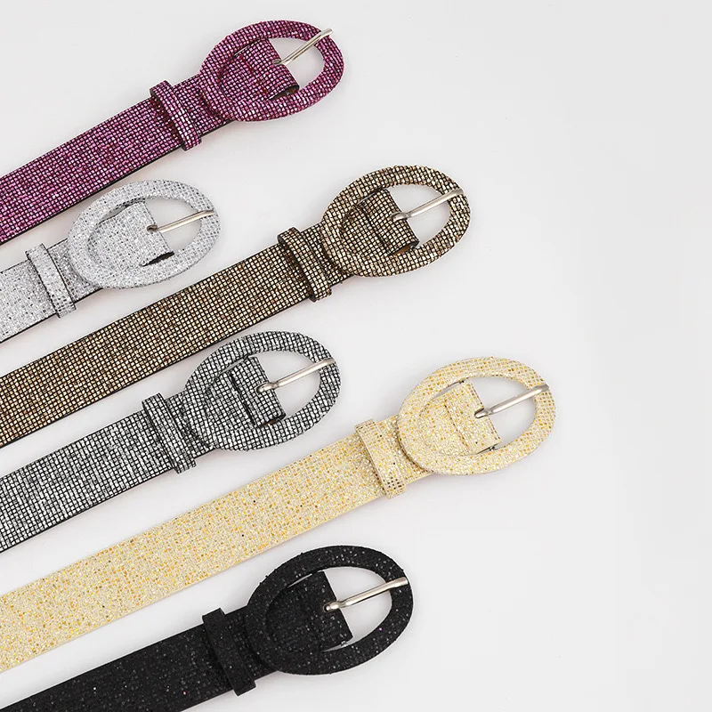 Wholesale woman new style shining buckle belt 2024 new belt Europe and the United States popular foreign trade