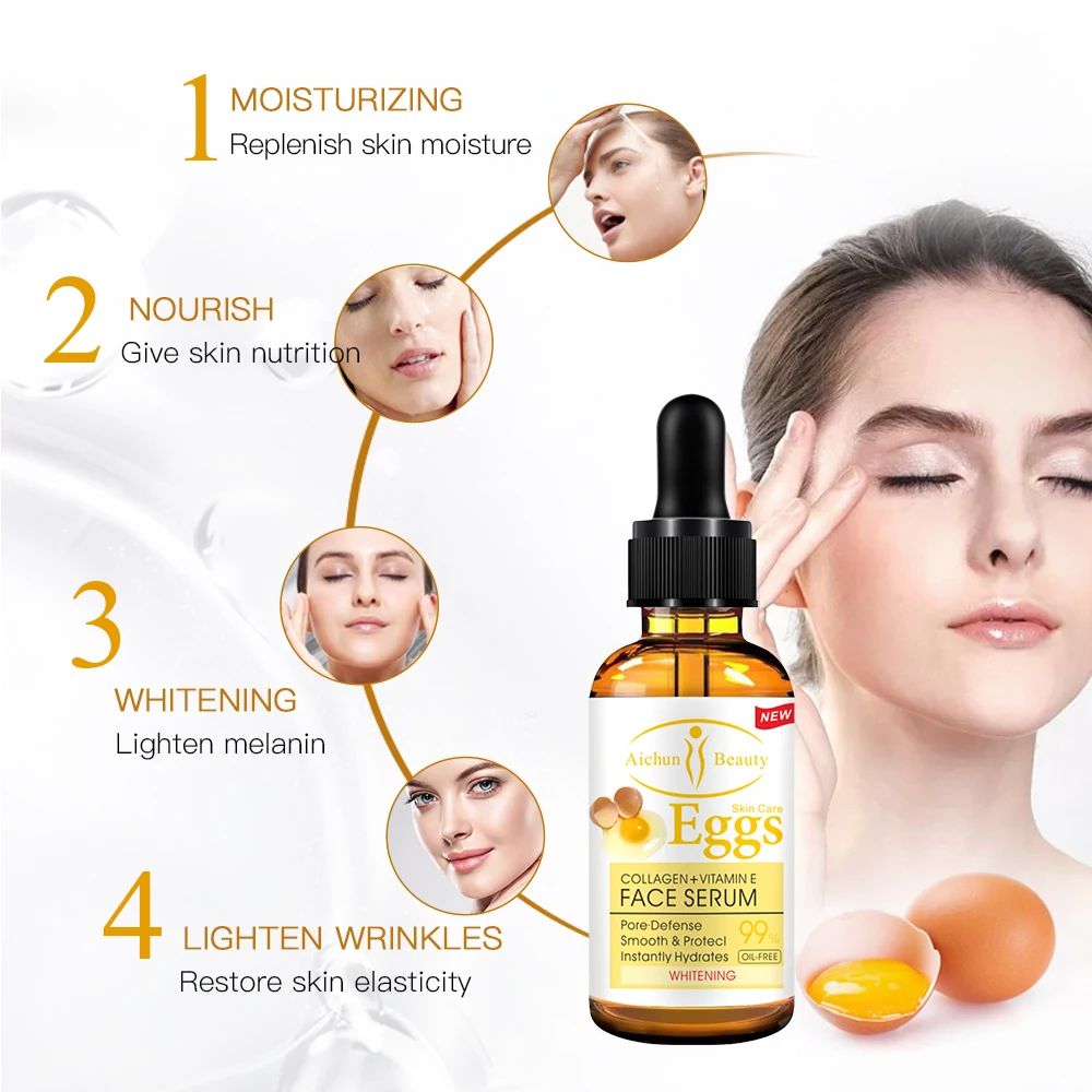 Aichun Beauty Collagen Eggs Face Serum Moisturizing Smooth Skin Facial Serum Nourishing Skin Care Essence Products