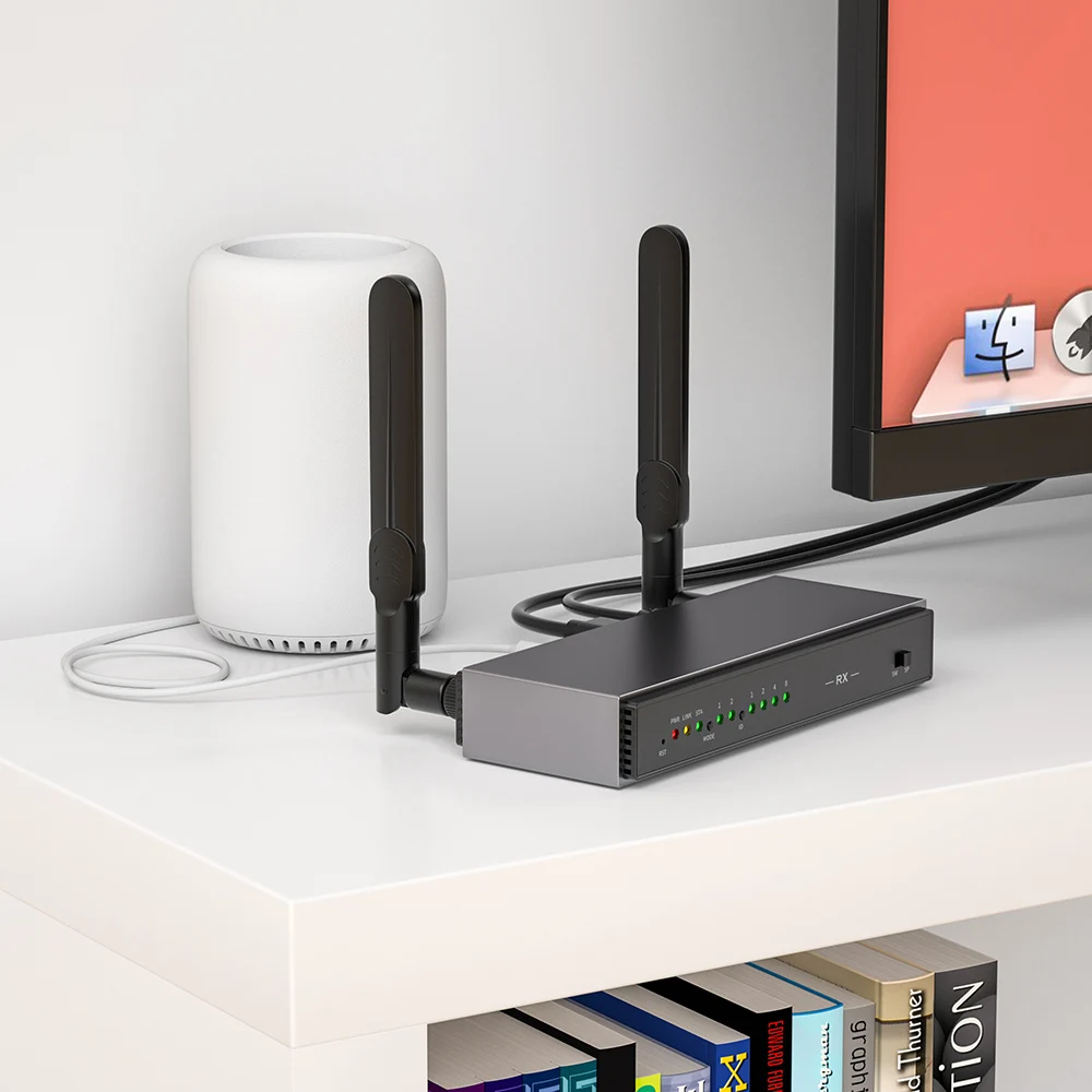 200m MAX 1 Transmitter to 4 Receivers 1x4 OR 8 Transmitters to 1 Receive 8x1 Wireless HDMI Video Extender with KVM and Remote