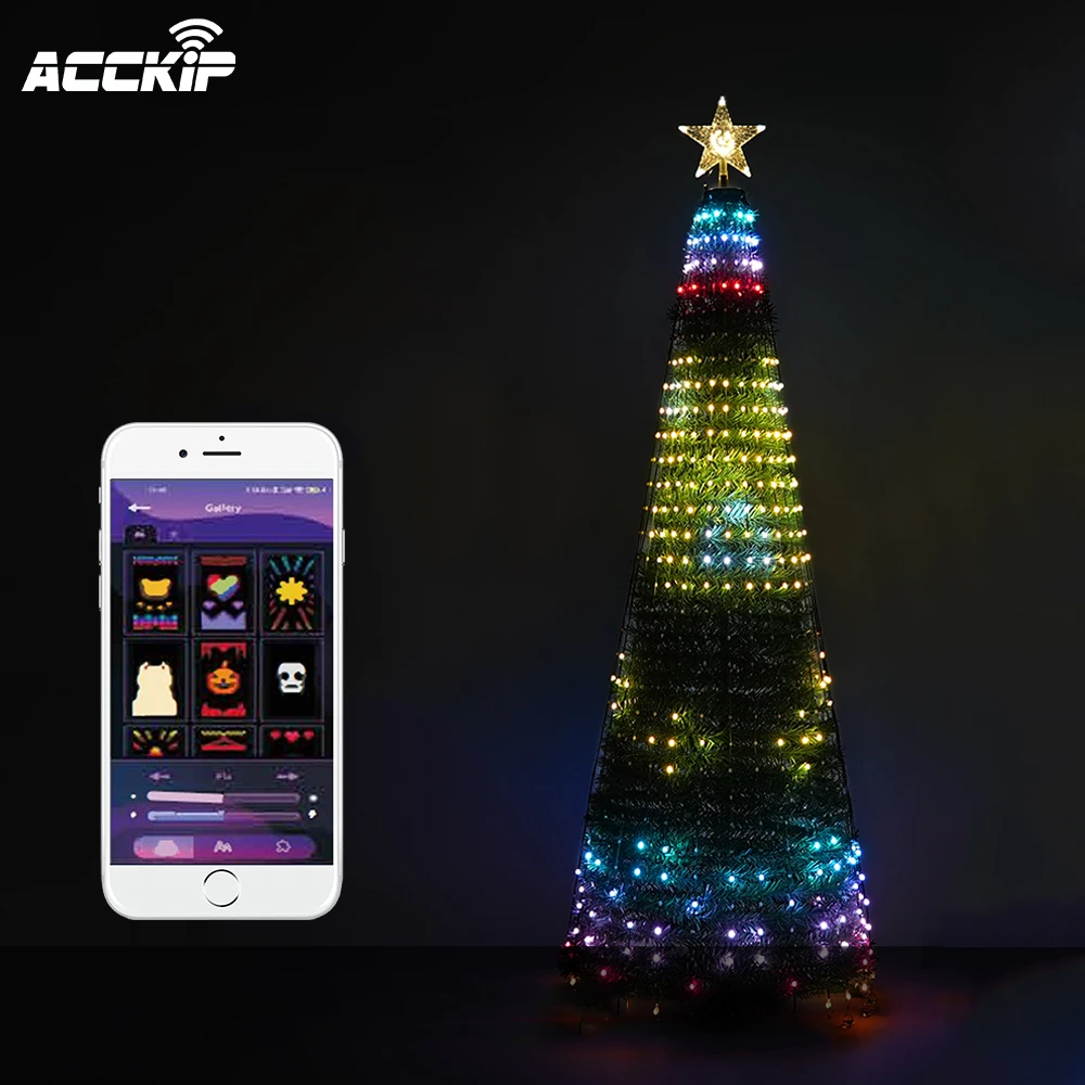 Christmas Smart Light String Point Control RGB Magic Lantern Beads DIY Text Animation Voice Tuya APP