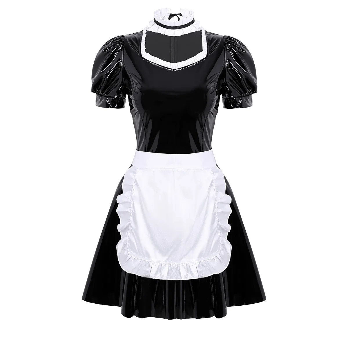 Wholesale Cosplay french maid Outfit uniform Leather sexy Women Party Stage Costumes Uniform Dress S-3XL