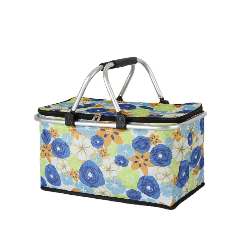 New Design Portable Folding Aluminium Handle Shopping Basket Collapsible Picnic Foldable Basket