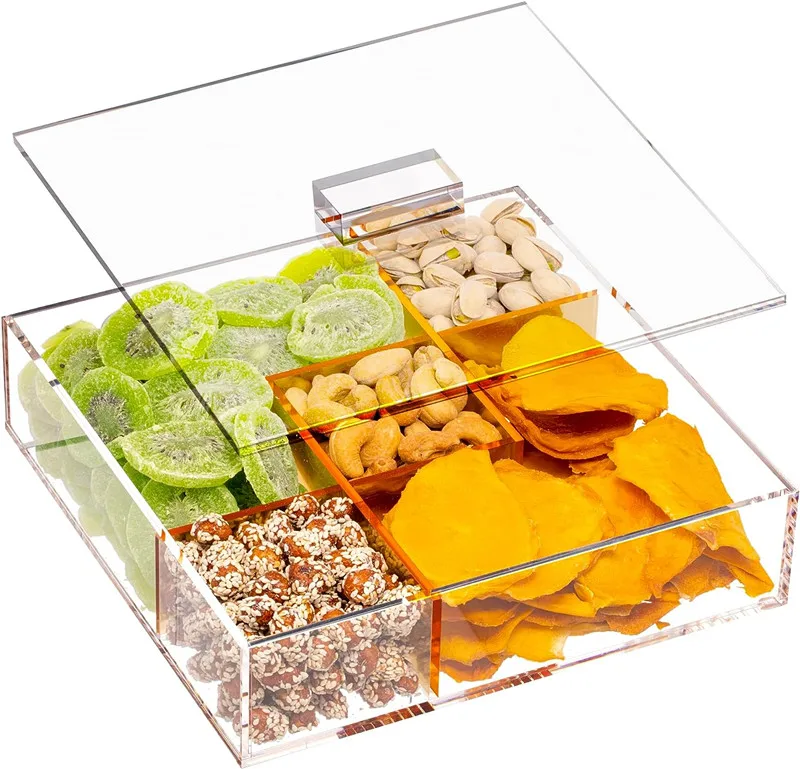 High quality eco-friendly clear acrylic dessert box with lid,  perspex cookie boxes with inserts