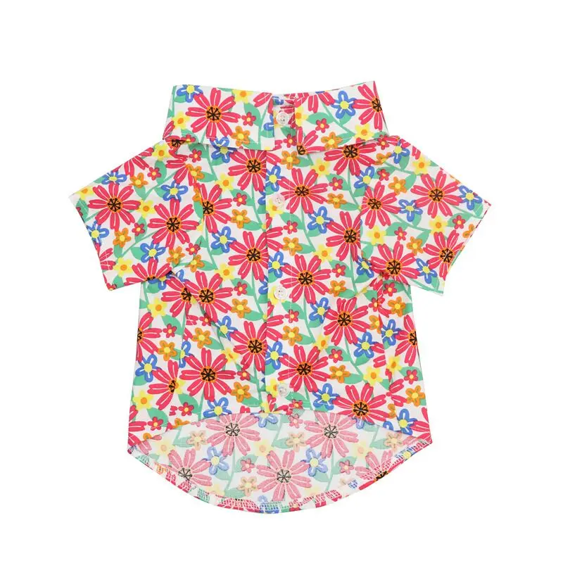 Dog cat clothes Summer thin breathable pet T-shirt Fashion Flower Print Pet T-Shirt