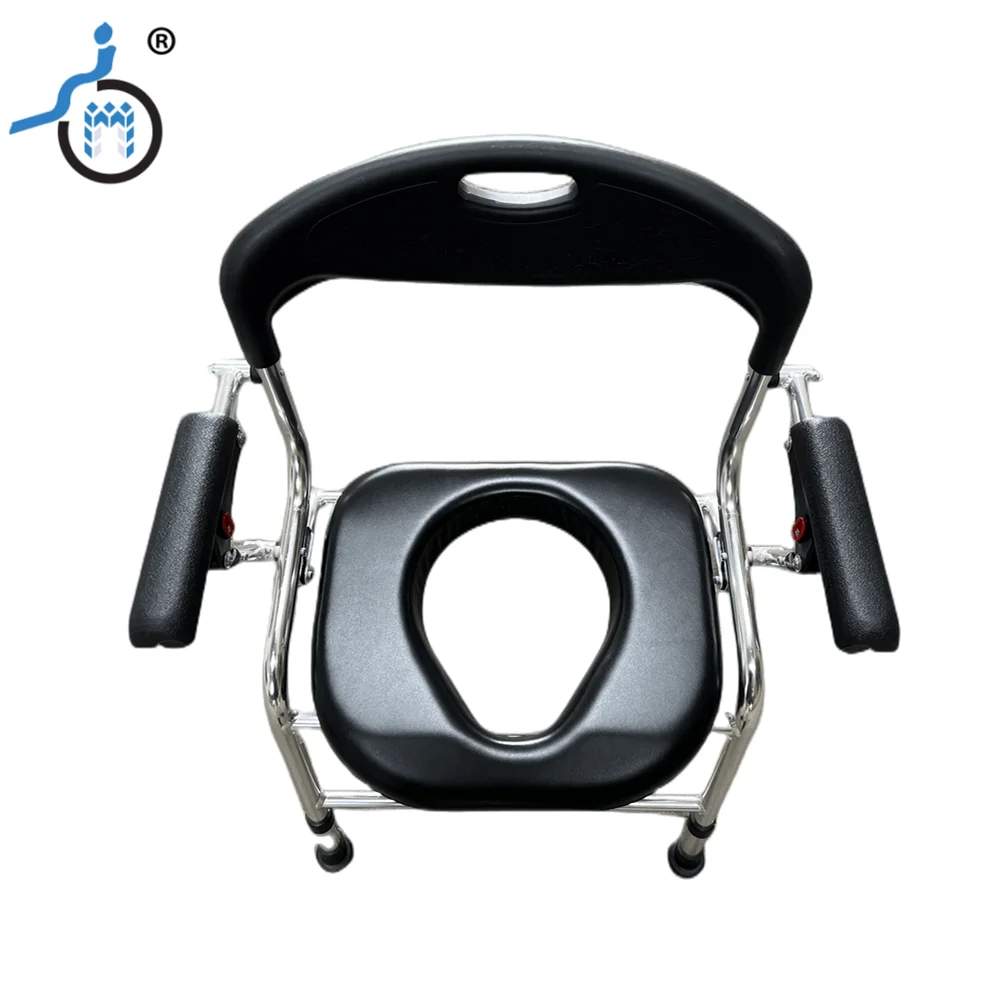 Folding Medical Bedside Commode With Removable Bucket For Handicap Elderly Camping Toilet Chair With Armrests And Backrest