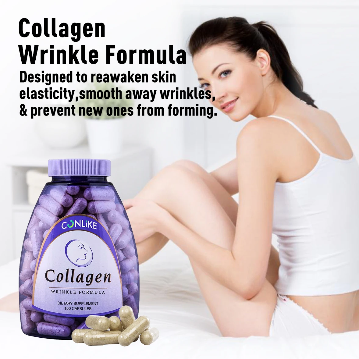 Hair Skin and Nails Vitamins for Women with Biotin Collagen Supplements Plus Keratin Hyaluronic Acid Saw Palmetto Bamboo