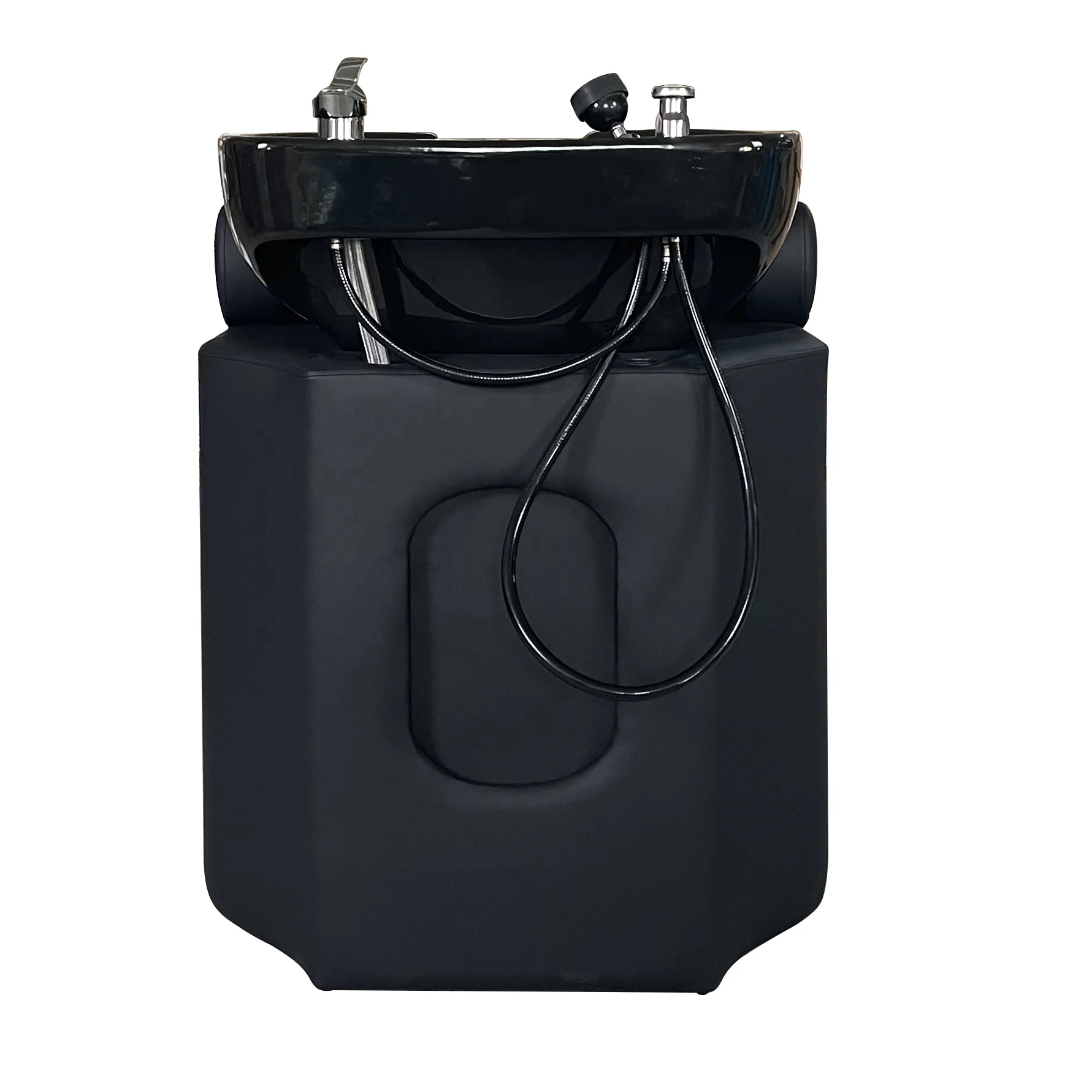 Economic Comfort Black Beauty Salon Barbershop Furniture Backwash Unit Head Wash Sink And Chair Hair Wash Shampoo Chairs