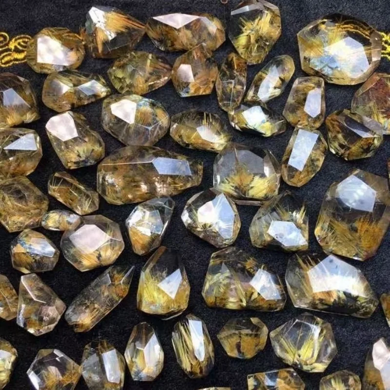Wholesale High Quality Natural Golden Rutile Quartz Opal Gemstone Loose Cabochon Pear Fancy Jewelry Crystal for Making Jewelry