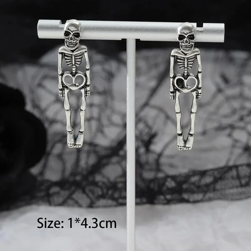 2024 Scary Halloween Party Earrings Spooky Skull Skeleton Dangle Earrings Punk Halloween Earrings for Women