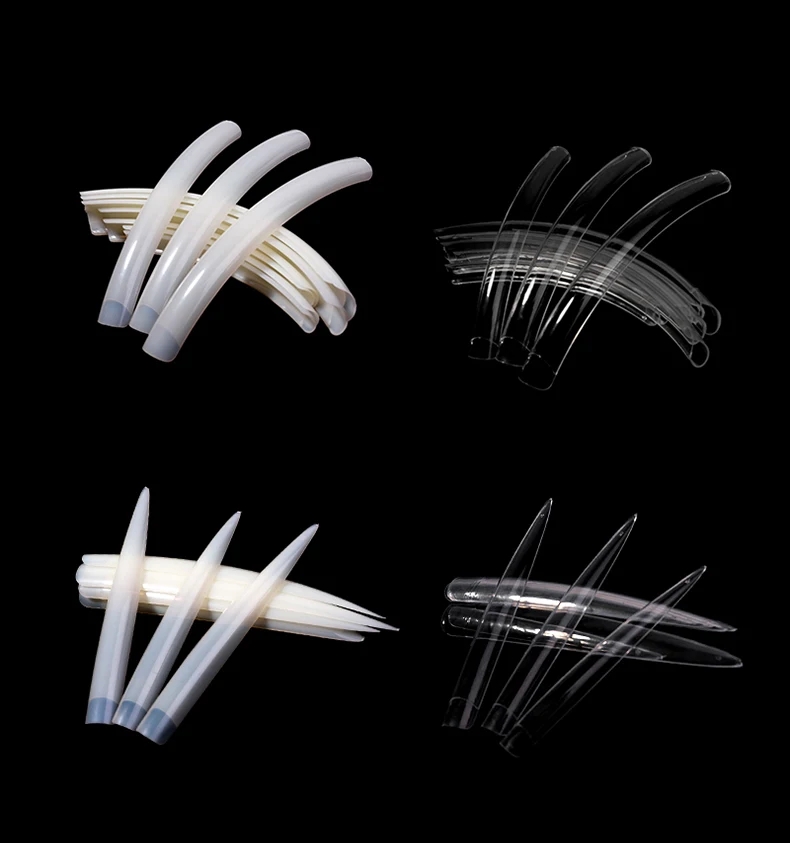 New Super Long Salon Professional Nail Sheets Square Sharp 10PCS False Nail Tips Full CoveCurved Fingernails Acrylic Nail