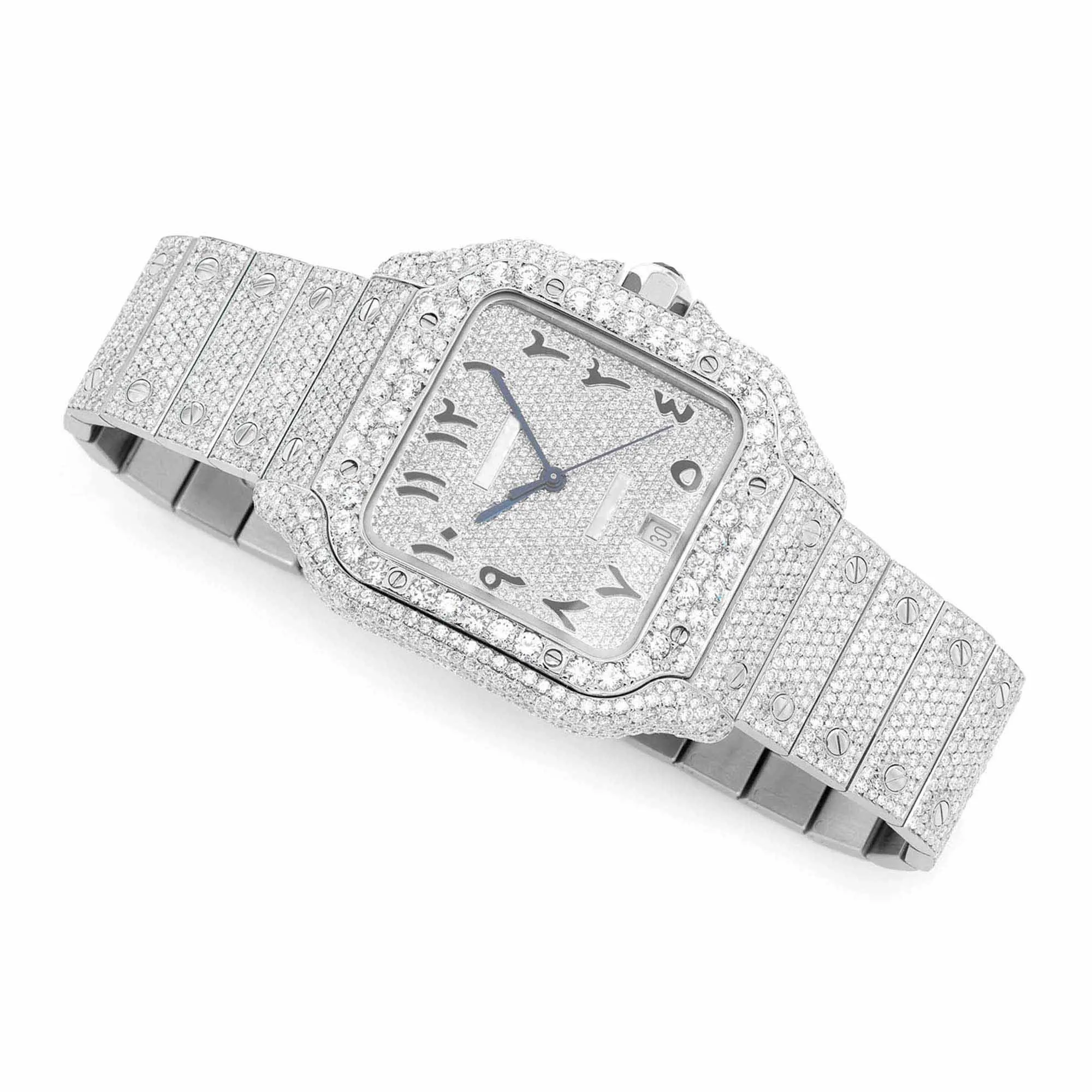 Мужские наручные часы высокого спроса полностью обледененные VVS Moissanite Diamond