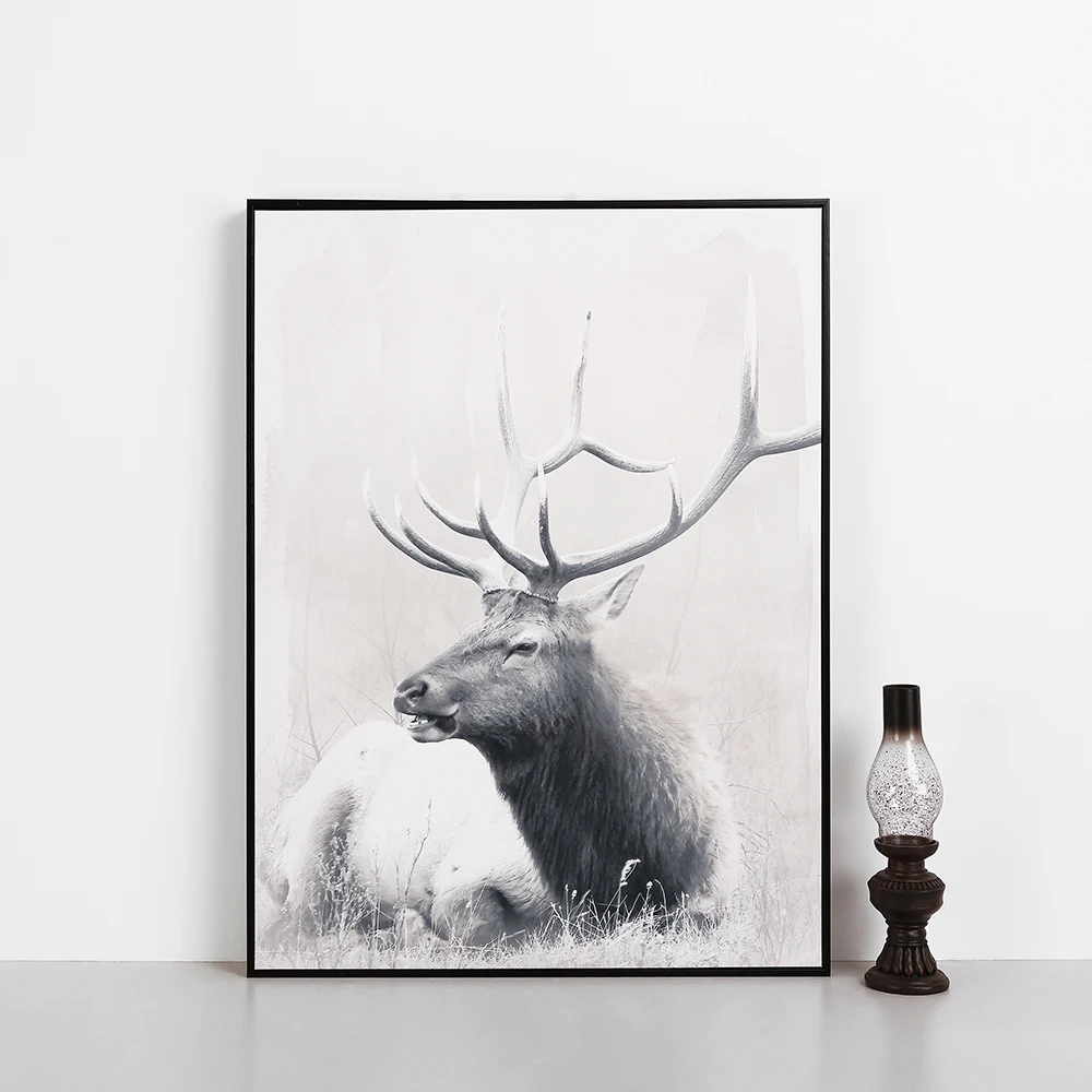 
Customize modern animal art black and white design floating picture canvas print with frame 