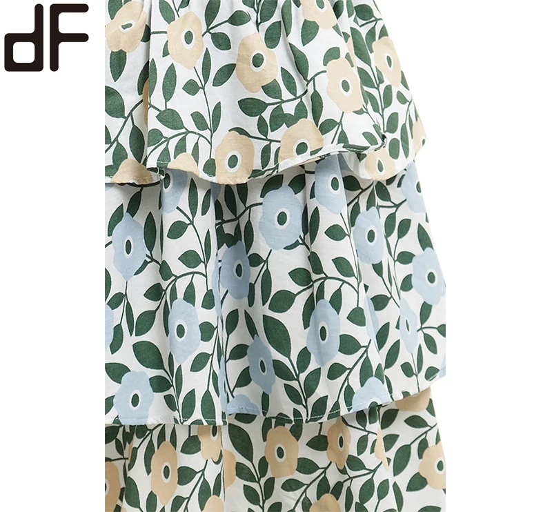 Day Look OEM Factory Muslim Kids Clothing Set Milla Tiered Cute Girls Fancy Skirts Chiffon Hot Girls Floral Printed Mini Skirt